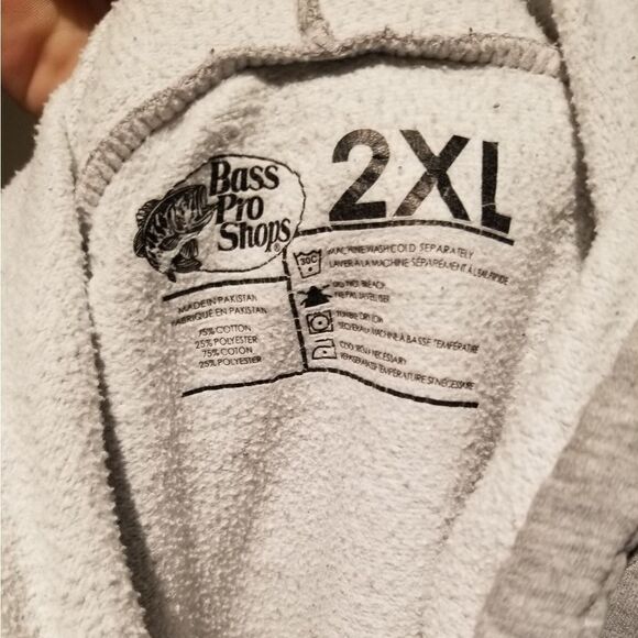 BASS PRO JOHNNY MORRIS 2XL HOODIE LIGHT SWEATER. PUR4 - Picture 3 of 6